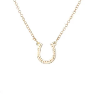 Gold Plated Horseshoe Pendant Necklace Good Luck Charm Horse Shoe - Picture 1 of 6