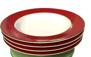 "4 de diez cuencos de borde plano Strawberry Street porcelana halo rojo Soho @ 9,25""" - Imagen 1 de 5