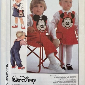 Vintage Sz 2 Girl Boy Toddler Pattern Disney Mickey Minnie Mouse Overalls Jumper - Picture 1 of 3