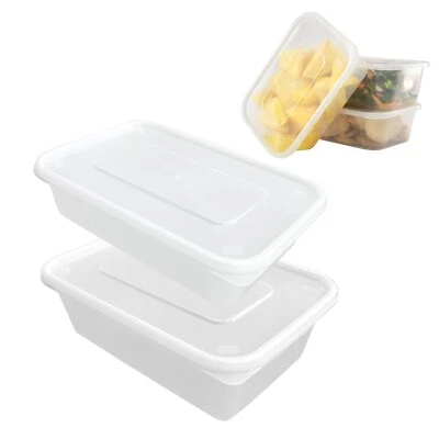 Plastic Food Containers with lids Takeaway Microwave Freezer Safe Storage Boxes - Image 1 of 4