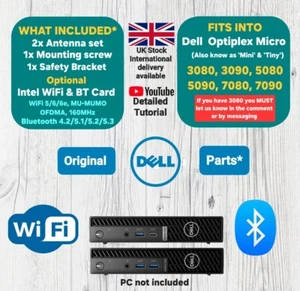 Kit WiFi y Bluetooth para Dell Optiplex Micro 3080, 3090, 5080, 5090, 7080, 7090 - Imagen 1 de 1