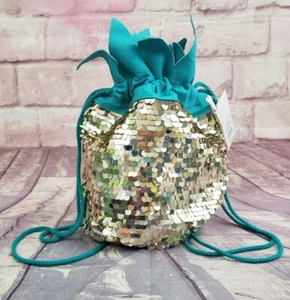 Cat & Jack Girls Pineapple Drawstring Mini Backpack with Gold Sequins NWT - Picture 1 of 6