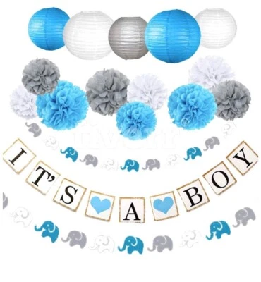 Baby Of Love Baby Boy Shower Decorations, Baby Shower with elephant - Image 1 of 4