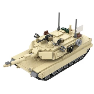 M1A2 Mini Tank Model Building Blocks Toy with Engine 360° Rotating Turret Bricks - Picture 1 of 5