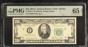 1981A $20 Federal Reserve Note Fr-2074-F Atlanta PMG65 Gem EPQ - Picture 1 of 2
