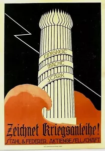 Original Vintage Poster DEUTSCHER WELTKRIEG BOND EINHEITSKRAFT 1918 - Bild 1 von 1