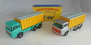 Lesney Matchbox MB47c DAF Tipper Truck x2 Turquoise & Silver Versions with E Box