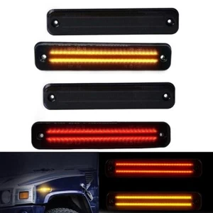 Smoked Double Row LED Side Marker Fender Turn Signal Lights for 03-09 Hummer H2 - Picture 1 of 12