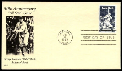 1983 Babe Ruth FDC The Sultan of Swat 50th Anniv. All-Star Game ARLO Cachet - Image 1 of 2