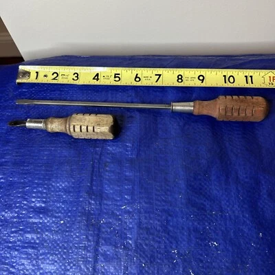 2pc Screwdriver Set MAC slotted 11-1/2" long & Unbranded 5” Long Wood Handles - Image 1 of 4