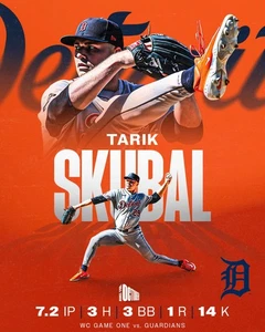 8x10 Photo TARIK SKUBAL Detroit Tigers 2025 wild card win vrs. Guardians 14K's - Picture 1 of 1