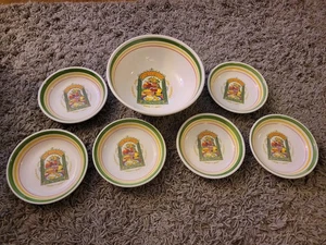 Portofino Made in Italy Pasta Bowl Set (1) 12" x 12" x 5" Large Bowl (6) 8" Bowl - Picture 1 of 12
