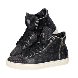 MCM Stivaletti Sneakers Alte Nero Donna Tg EU 40/10 US Made in Italy - Foto 1 di 15