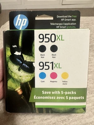 5-Pack NEW HP Genuine 950XL Black + 951XL Color Ink OfficeJet Pro 8600~ 12/2025 - Image 1 of 4