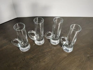 Juego de 4 vasos cordiales/diales con mango de cristal con diseño floral grabado - - Imagen 1 de 16