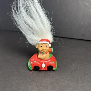VINTAGE WIND UP TROLL RUSS CHRISTMAS CAR HAS White HAIR - Picture 1 of 8