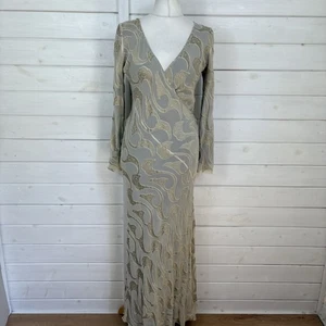 AMANDA WAKELEY Dress Size UK 12 Beige Maxi Silk Blend Wedding Guest Occasion - Picture 1 of 13