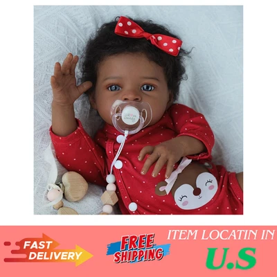 Muñecas bebé renacido niña negra - 20 pulgadas afroamericana realista recién nacida niña D Foto 1 de 4