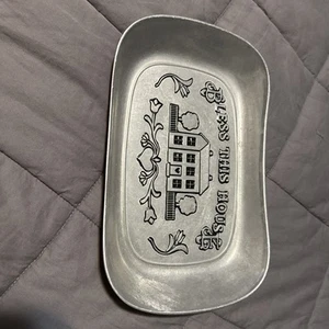 "Bless This House" Polished Pewter Tray by Wilton - Picture 1 of 8