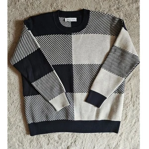 Ball of Cotton 100% Kaschmir schwarz weiß grau Block Pullover, Oversize NEU Gr. XS - Bild 1 von 10