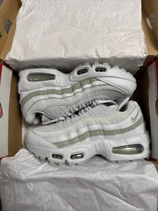 Size UK 2.5 - Nike Air Max 95 White Photon Dust Green Black Grey Unisex RRP £175 - Picture 1 of 24