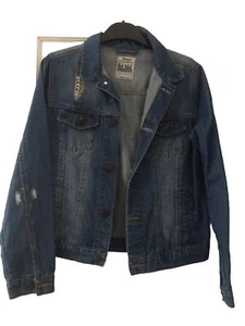 🌟Primark Dark Blue Denim Jacket Classic Age 12-13 Distressed Look- MUST SEE! - Picture 1 of 12