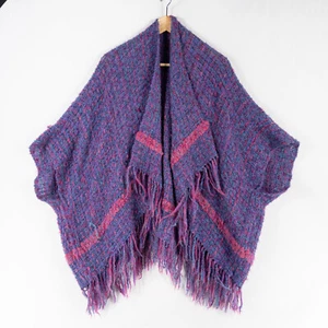 Mantón sin marca envolvente para mujer talla única azul púrpura rosa tejido flecos informal - Imagen 1 de 5
