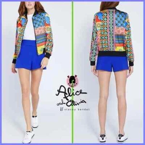 NWT Alice + Olivia Lonnie Reversible Bomber Jacket Size M Multi Vista 2B412 - Picture 1 of 11