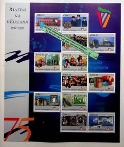 IRELAND Sc 1096 NH SOUVENIR SHEET OF 1997 - ANNIV OF GAVM'T - Sc$15- (DL24) - Picture 1 of 1