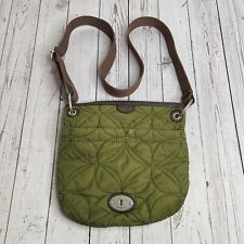 Fossil Key Per Fabric Quilted Crossbody Bag Green Brown Slingbag Purse