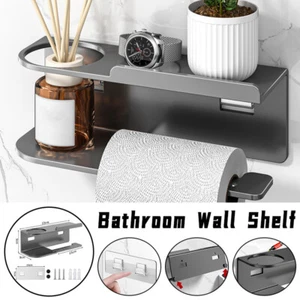 Dispenser rotolo carta igienica da parete bagno con ripiano - Foto 1 di 14