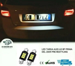 COPPIA LUCI TARGA LED AUDI A3 S3 RS3 8P/8PA CANBUS NO ERROR WHITE 6000K - Foto 1 di 3