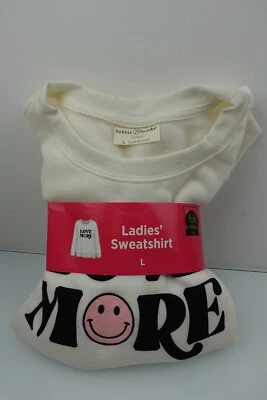 Sudadera Bobbie Brooks Damas “Love More” Crema con Rosa Cara Smiley Talla Grande Foto 1 de 4