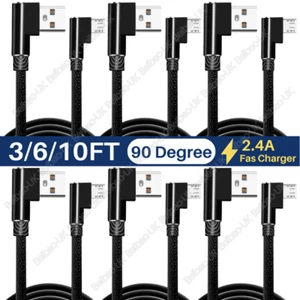 6Pack L Shape 90° Elbow Micro USB Android Fast Charger Cable For Samsung Huawei - Picture 1 of 12