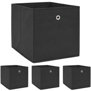 4er Set Aufbewahrungsbox für Kallax Regal 33x38x33 mit Öse Faltbox Schwarz - Bild 1 von 9