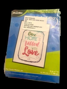2 Pack Bucilla Cross Stitch Kit My 1st Stitch Our Home Mason Jar 5 X 7 - Picture 1 of 2