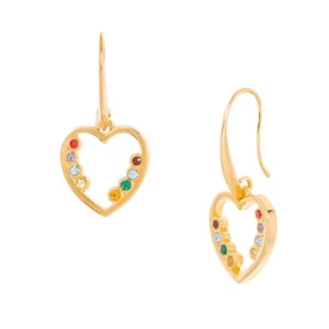 GOLD PLATED HOOK EARRINGS WITH VARIOUS COLORS STONES - Picture 1 of 2
