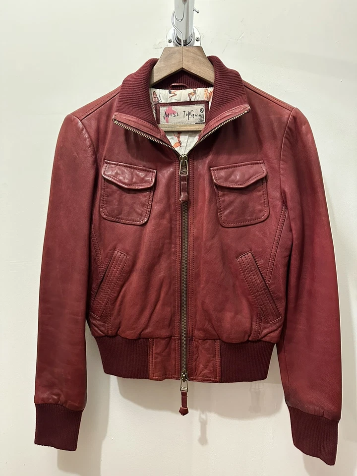 Top Gun 皮革复古红色轰炸机 M — 第 1/1 张图片