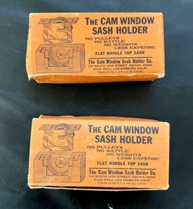 2 CAM WINDOW SASH HOLDERS - OMAHA NEBRASKA Vintage - Picture 1 of 8
