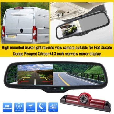 4.3" Rear View Mirror Screen & Reverse Camera for Fiat Ducato / Peugeot Boxer - Image 1 of 4