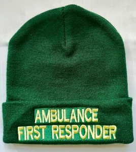 AMBULANCE FIRST RESPONDER Beanie / Woolly Hat (GREEN) for Paramedic St John 999 - Picture 1 of 1