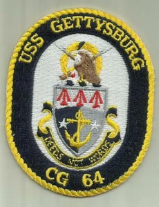USS GETTYSBURG CG 64 U.S.NAVY PATCH MISSILE GUIDATO INCROCIATORE NAVE DA GUERRA MARINAIO USA - Foto 1 di 1