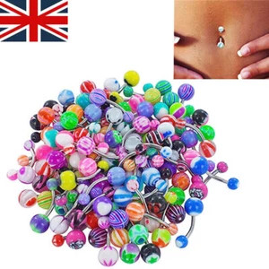 50x Belly Button Bar Navel Ring Bars Stain Steel Body Piercing Jewellery Gift` - Picture 1 of 12