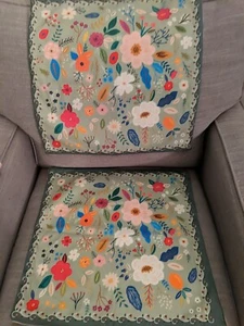 Two Floral Pillow Covers - 17.5" x 17.5" - Picture 1 of 2
