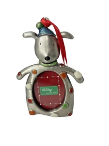 HOLIDAY PEWTER Reindeer MINI PICTURE FRAME CHRISTMAS ORNAMENT SIZE 4" TALL - Picture 1 of 6
