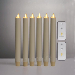 8" Luminara Flameless Wax Taper Candles with Moving Wick Ivory for Home Decor - Picture 1 of 8