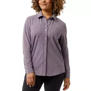 32 Degrees Ladies' Soft Fleece Button Up Shirt | Purple | Large - Picture 1 of 3