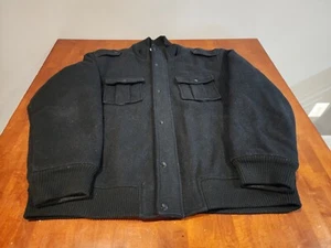 Jordan Craig Collection Black Wool Blend Varsity Style Coat Men's 2XL - Picture 1 of 9