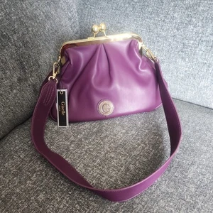Giselle Paris Yvette Med Kiss Lock Frame Bag in Plum - Picture 1 of 5