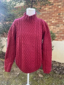 Callan Country Collection Wool Cable Knit Mock Neck Sweater Women’s L Red VTG - Picture 1 of 8